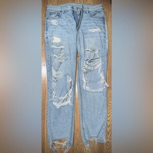 American Eagle Outfitters Light Blue Distressed Straight Leg Jeans